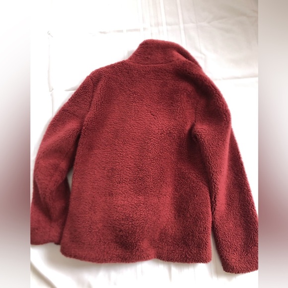 Deep Maroon Cozy Women's Teddy Jacket - Picture 10 of 11